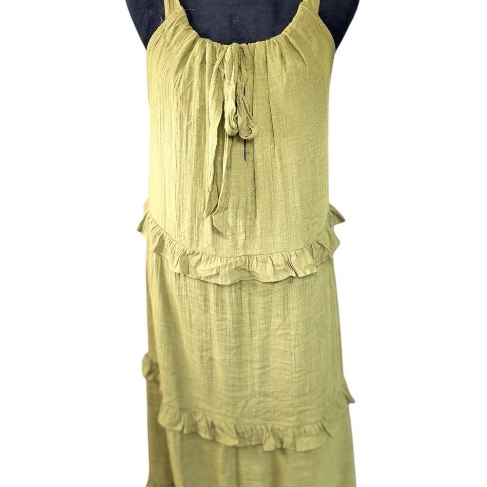 Green Tiered Ruffled Midi Sundress - Picture 2 of 5